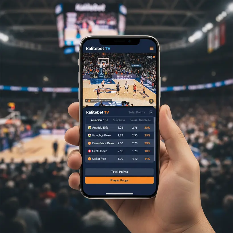 Bir akıllı telefonda aynı anda hem canlı maç izleme hem de Kalitebet canlı bahis yapma arayüzü.
